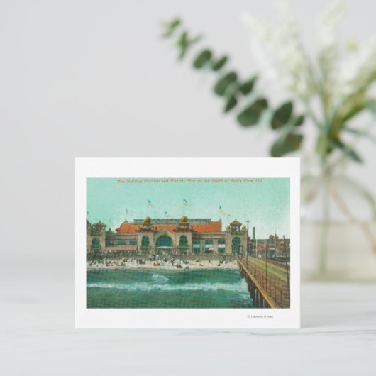 Uitzicht van het zwempaviljoen en de elektrische p briefkaart (Staand voorkant)