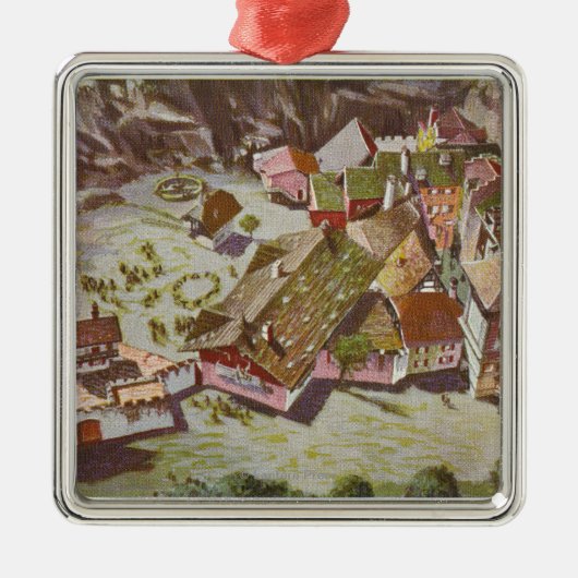 Uitzicht van het Zwitserse dorp Metalen Ornament (Voorkant)