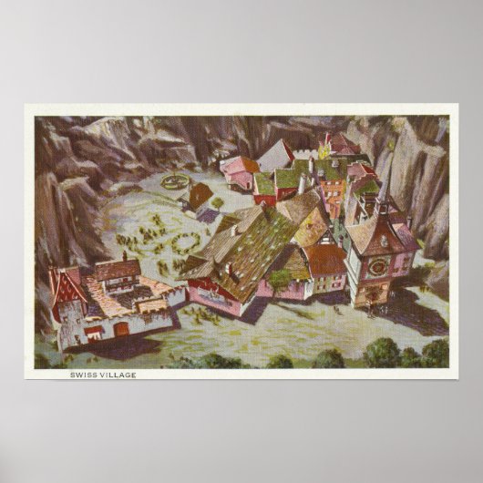 Uitzicht van het Zwitserse dorp Poster (Voorkant)