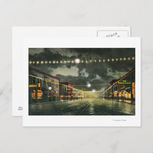 Uitzicht van Hewitt Avenue te Night Briefkaart (Voorkant / Achterkant)