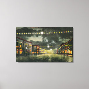 Uitzicht van Hewitt Avenue te Night Canvas Afdruk