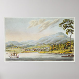 Uitzicht van Hobart Town, 1824 Poster