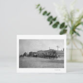 Uitzicht van Horse Wagon Teams op Street Briefkaart (Staand voorkant)