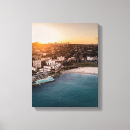 uitzicht van hotel resort naast strand canvas afdruk