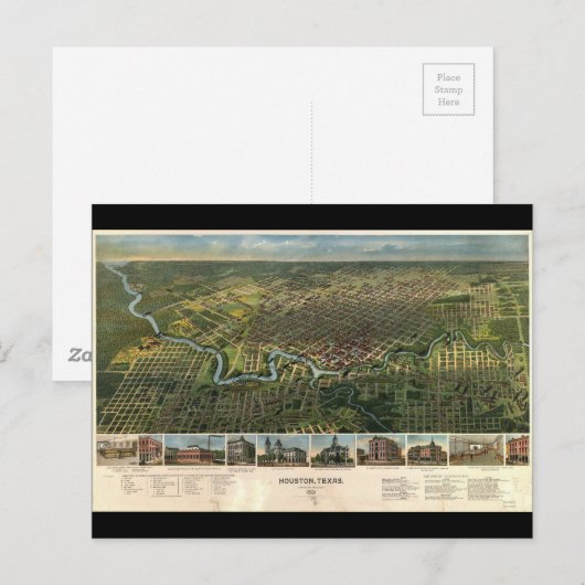 Uitzicht van Houston, Texas (1891) Briefkaart (Voorkant / Achterkant)