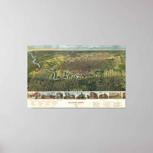 Uitzicht van Houston, Texas (1891) Canvas Afdruk (Voorkant)