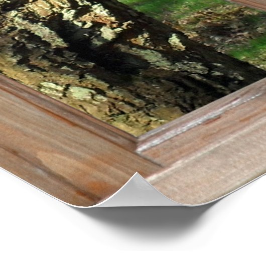 Uitzicht van hout uit een venster poster (Hoek)