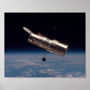 Uitzicht van Hubble Telescope van Shuttle Discover Poster