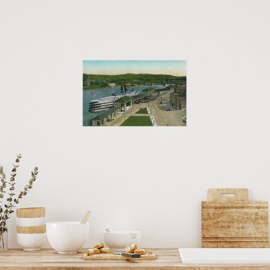 Uitzicht van Hudson Navigation Dock Poster (Keuken)