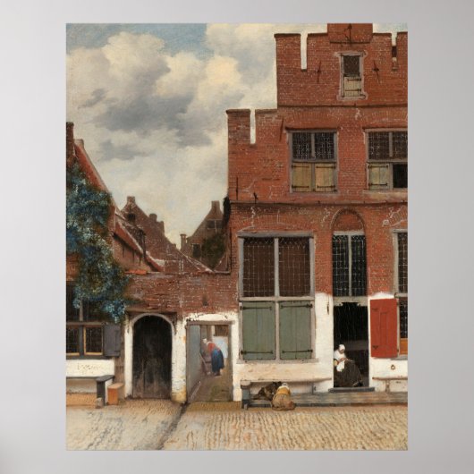 Uitzicht van Huizen in Delft (De Kleine Straat) Poster (Voorkant)