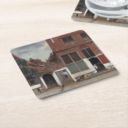 Uitzicht van huizen in Delft door Johannes Vermeer Kartonnen Onderzetters (Schuin)