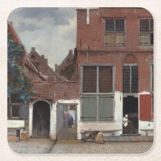 Uitzicht van huizen in Delft door Johannes Vermeer Kartonnen Onderzetters (Voorkant)