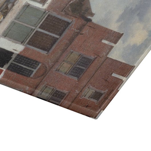 Uitzicht van huizen in Delft door Johannes Vermeer Snijplank (Hoek)