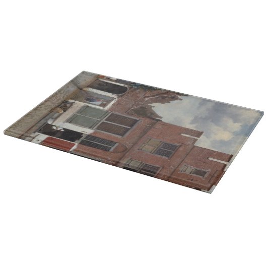 Uitzicht van huizen in Delft door Johannes Vermeer Snijplank (Hoek)