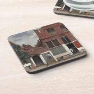 Uitzicht van huizen in Delft The Little Street Drankjes Onderzetter