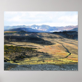 Uitzicht van Hverfjall Volcano, IJsland Poster