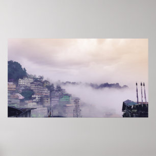 UITZICHT VAN IEDEREEN IN GANGTOK. JE WACHT HIER OP POSTER