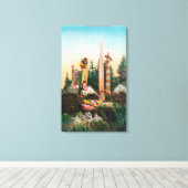 Uitzicht van Indische Graven en Totempoles Canvas Afdruk (Insitu (Houten vloer))