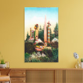 Uitzicht van Indische Graven en Totempoles Canvas Afdruk (Insitu (Woonkamer))