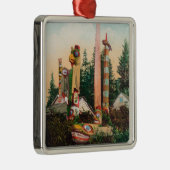 Uitzicht van Indische Graven en Totempoles Metalen Ornament (Rechts)