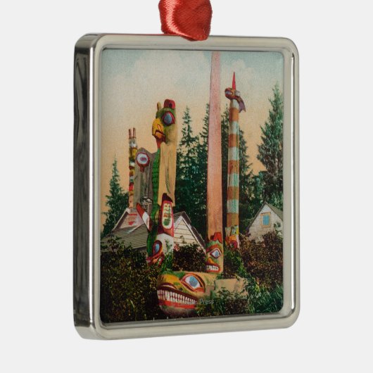 Uitzicht van Indische Graven en Totempoles Metalen Ornament (Rechts)