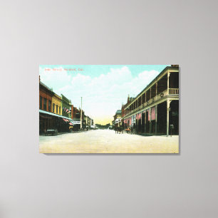 Uitzicht van Irvin Street Hanford, CA Canvas Afdruk