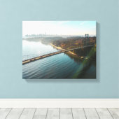 uitzicht van Island met brug Canvas Afdruk (Insitu (Houten vloer))