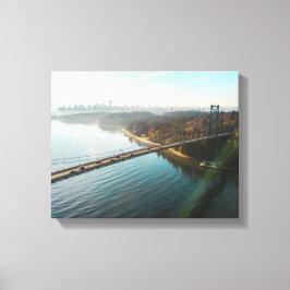uitzicht van Island met brug Canvas Afdruk