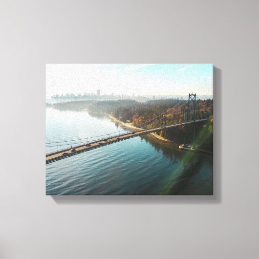 uitzicht van Island met brug Canvas Afdruk (Voorkant)