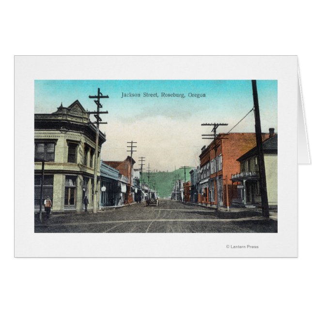 Uitzicht van Jackson Street Roseburg, OR (Voorkant Horizontaal)