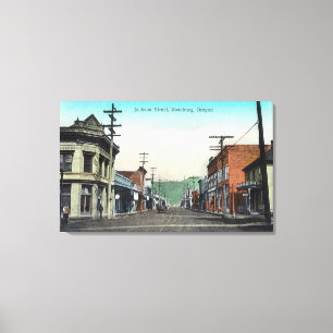 Uitzicht van Jackson Street Roseburg, OR Canvas Afdruk