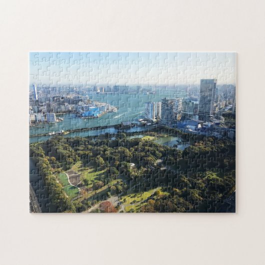 Uitzicht van Japanse tuin Legpuzzel (Horizontaal)