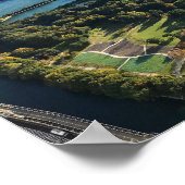 Uitzicht van Japanse tuin Poster (Hoek)