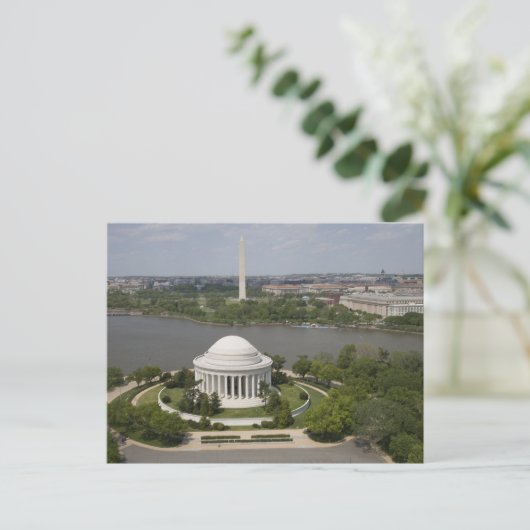 Uitzicht van Jefferson en Washington Memorial Briefkaart (Staand voorkant)