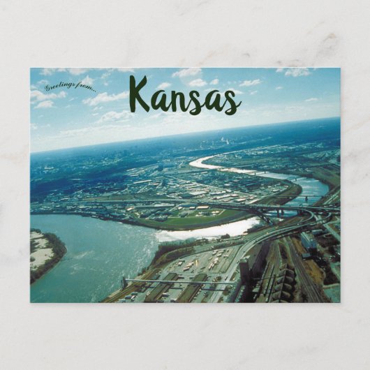 Uitzicht van Kansas City Briefkaart (Voorkant)