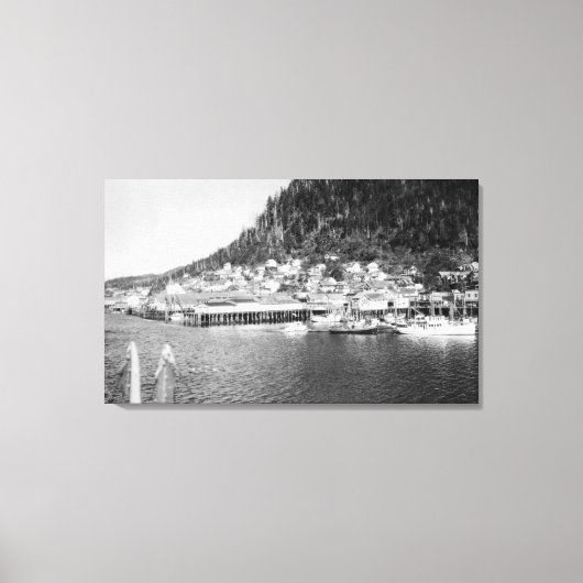 Uitzicht van Ketchikan, Alaska Waterfront Foto Canvas Afdruk (Voorkant)