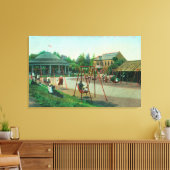 Uitzicht van kinderspeelplaats bij Golden Gate Canvas Afdruk (Insitu (Woonkamer))