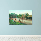 Uitzicht van kinderspeelplaats bij Golden Gate Canvas Afdruk (Insitu (Houten vloer))