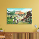 Uitzicht van kinderspeelplaats canvas afdruk (Insitu (Woonkamer))