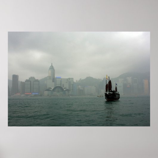 Uitzicht van Kowloon naar Wan Chai, Hongkong Poster (Voorkant)