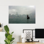 Uitzicht van Kowloon naar Wan Chai, Hongkong Poster (Thuiskantoor)