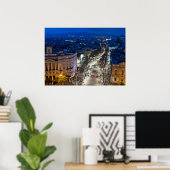 Uitzicht van La Rambla tijdens de luchtnacht Poster (Thuiskantoor)