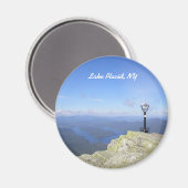 Uitzicht van Lake Placid NY Ronde Magnet (Voorkant / Achterkant)