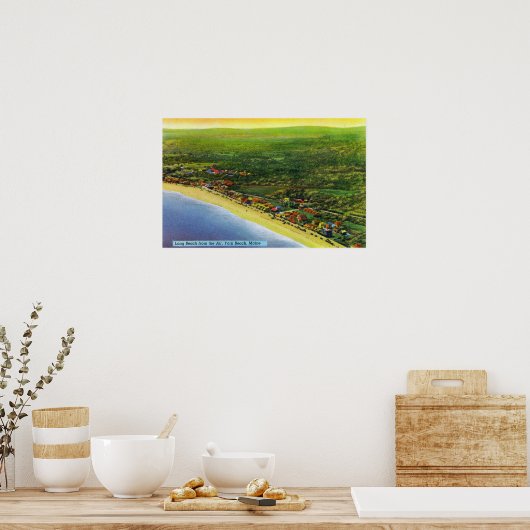 Uitzicht van Lange Beach in York Beach Poster (Keuken)