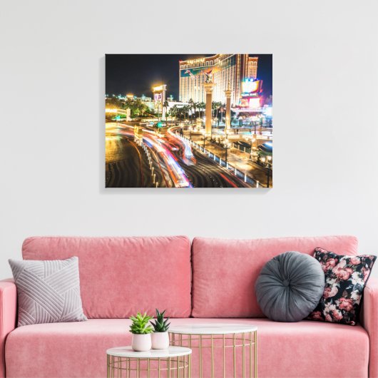 Uitzicht van Las Vegas Nevada in the Evening Canvas Afdruk (Insitu (Woonkamer))