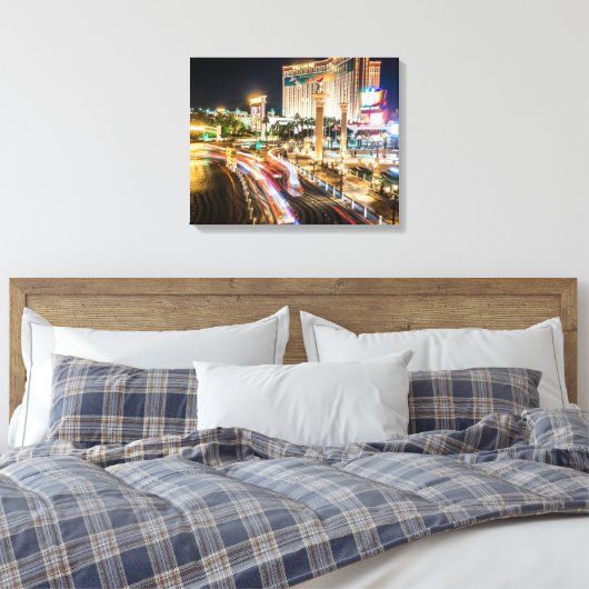 Uitzicht van Las Vegas Nevada in the Evening Canvas Afdruk (Insitu (Slaapkamer))