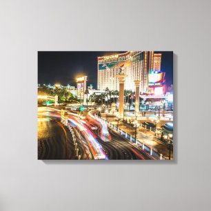 Uitzicht van Las Vegas Nevada in the Evening Canvas Afdruk