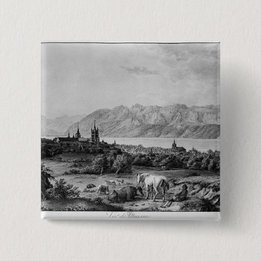 Uitzicht van Lausanne Vierkante Button 5,1 Cm (Voorkant)