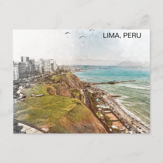 Uitzicht van Lima in de Stille Oceaan Briefkaart (Voorkant)