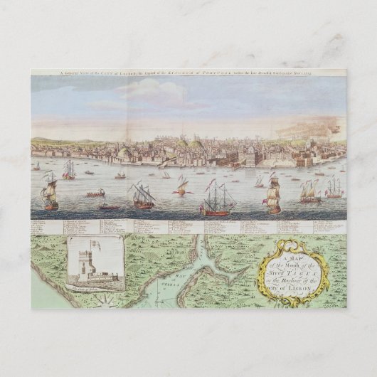 Uitzicht van Lissabon, 1755 Briefkaart (Voorkant)